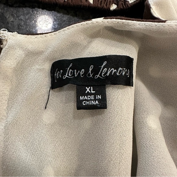 For Love & Lemons Daisy Mae Midi Dress Size XL Brown Polka Dots - Picture 8 of 8